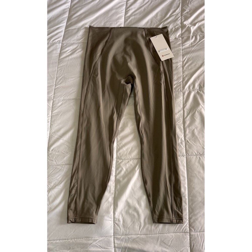 New Lululemon Align No Line Pant Satin High-Rise 25" Size 12 Warm Ash Grey $118